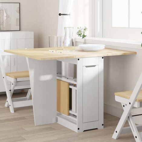 Vidaxl – Table à manger pliable Corona 114 cm – Bois de pin massif – Extensible et pliable – Rangement compact sous le plateau
