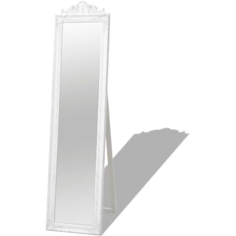 Vidaxl – Miroir sur pied baroque 160x40 cm blanc – Cadre en bois et verre – Élégance pour couloir et chambre