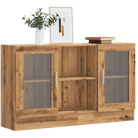 Vidaxl – Buffet chêne artisanal 120x30,5x70 cm – Bois d'ingénierie résistant à l'humidité – 2 portes et 2 compartiments – Assemblage requis