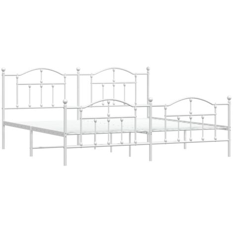 Cadre de lit métal sans matelas et pied de lit blanc 200x200 cm vidaXL (1/5)