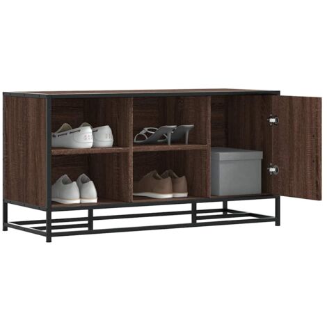 Banc à chaussures chêne marron bois d'ingénierie et métal vidaXL (1/5)