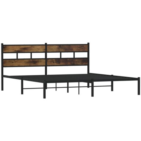 Cadre de lit en métal sans matelas chêne fumé 193x203 cm vidaXL (1/5)