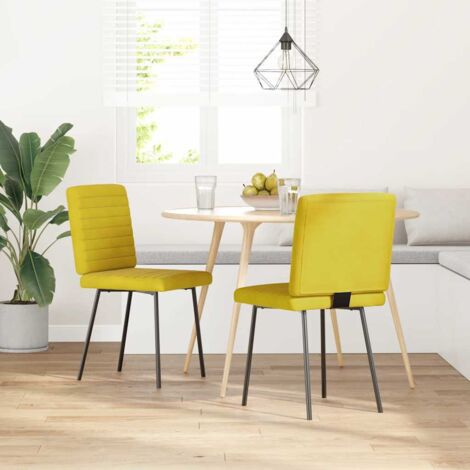Chaises à manger lot de 2 Jaune Velours vidaXL (1/5)
