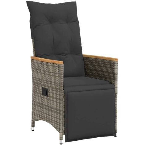Chaise inclinable de jardin avec coussins gris résine tressée vidaXL