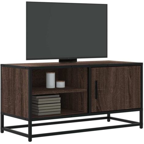 Meuble TV chêne marron 80x34,5x40 cm bois d'ingénierie et métal vidaXL (1/6)