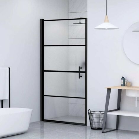 Porte de douche 81x195 cm Verre trempé demi-dépoli Noir vidaXL