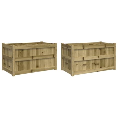 Vidaxl – Jardinières en bois de pin imprégné – Lot de 2 – Dimensions 90x50x50 cm – Résistantes aux intempéries pour usage extérieur - vidaXL384525