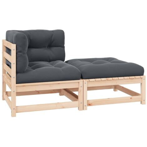 Vidaxl – Salon de jardin 2 places en bois de pin massif – Coussins confortables – Idéal pour configurations modulaires – Résistant aux intempéries (1/5)