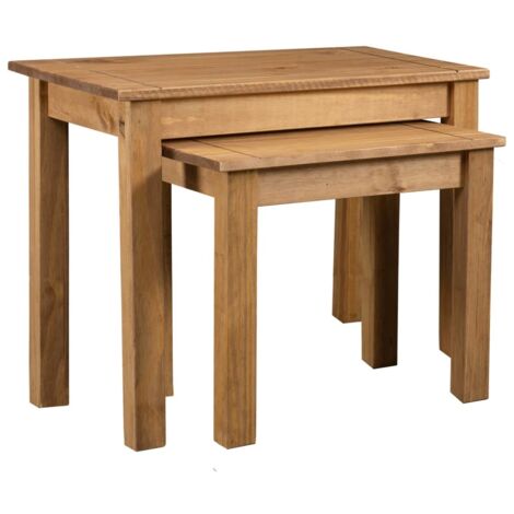 Vidaxl – Tables gigognes 2 pcs en bois de pin massif – Dimensions grande 56x40x53,5 cm – Dimensions petite 43x35,5x42,5 cm – Surface laquée