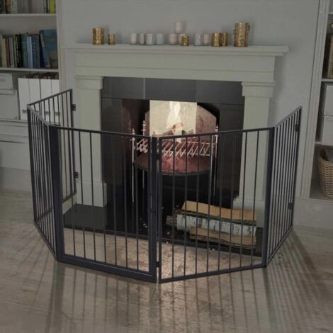 Vidaxl – Clôture de cheminée pour animaux de compagnie – Acier noir – Dimensions 123 x 123 x 76 cm – Sécurise autour des cheminées et grils