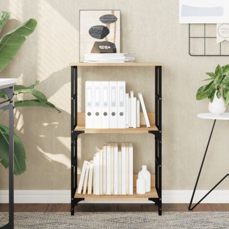 Vidaxl – Bibliothèque chêne sonoma 50x33x82 cm – Bois d'ingénierie – 2 compartiments – Design industriel avec cadre en acier
