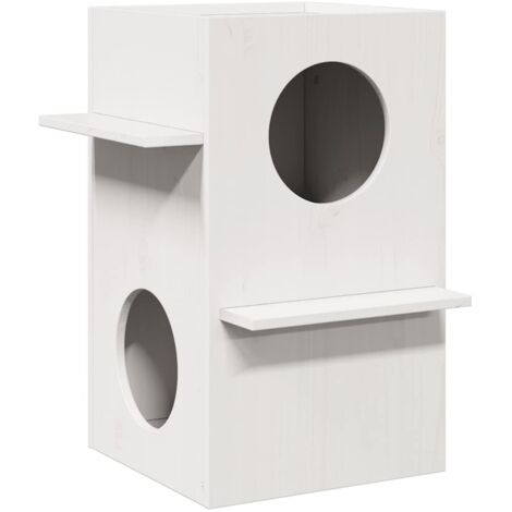 Vidaxl – Maisonnette pour chat en bois de pin massif 43x43x60 cm – Intérieur spacieux – Marches intégrées pour escalade facile