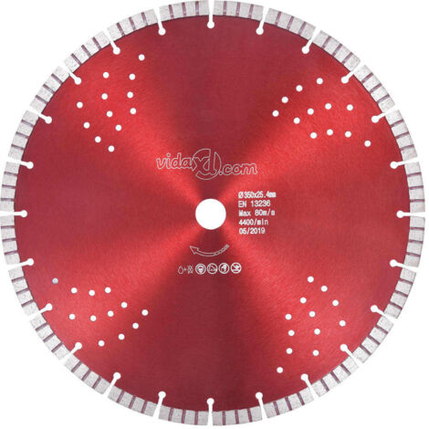 Vidaxl – Disque diamant 350 mm pour meuleuse – Segment turbo pour coupe rapide – Trous pour aspiration – Pour béton, granit, brique, porcelaine
