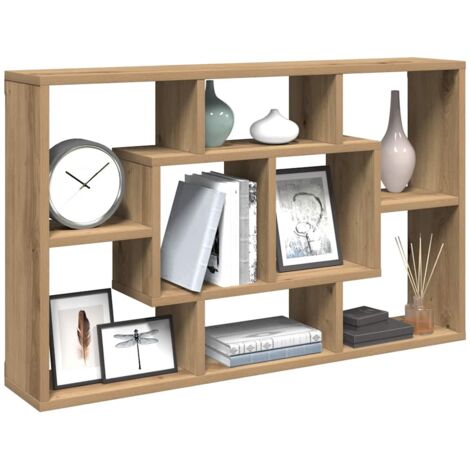 Vidaxl – Étagère murale chêne artisanal 85x16x52,5 cm – Bois d'ingénierie – 8 compartiments – Charge maximale 40 kg – Fixation murale