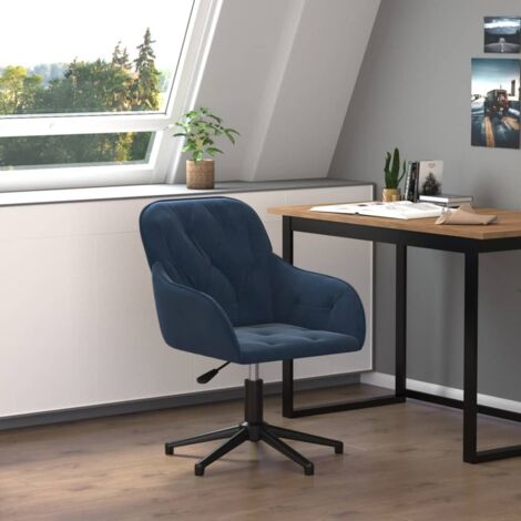 Vidaxl – Chaise de bureau pivotante bleu velours – Hauteur réglable 72-80 cm – Pivotement 360° – Cadre métal et contreplaqué