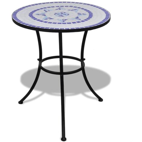 Vidaxl – Table de bistro 60 cm – Cadre en fer laqué – Dessus en céramique résistant aux intempéries – Parfaite pour balcon et jardin