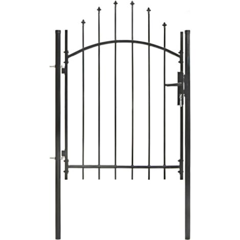 Vidaxl – Portail de jardin en acier noir 1 x 1,75 m – Verrouillable – Installation facile avec 2 poteaux et charnières robustes