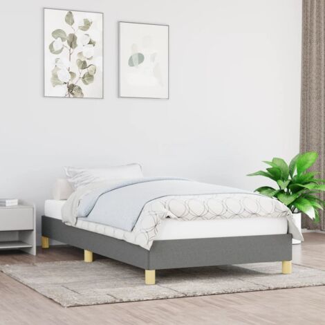 Cadre de lit sans matelas gris foncé 90x200 cm tissu vidaXL (1/6)