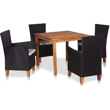 Ensemble à manger d'extérieur 5 pcs Résine tressée Noir marron vidaXL (1/5)