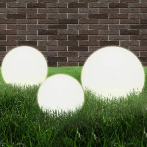 Vidaxl – Lot de 3 lampes à LED sphériques 20/30/40 cm – PMMA durable – Douilles E27 – Classe IP44 pour extérieur