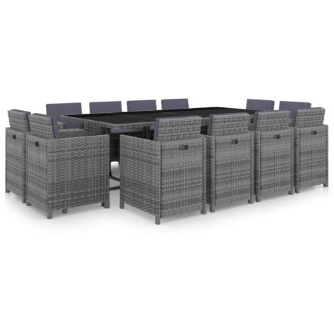 Ensemble à manger d'extérieur 13 pcs coussins rotin anthracite vidaXL