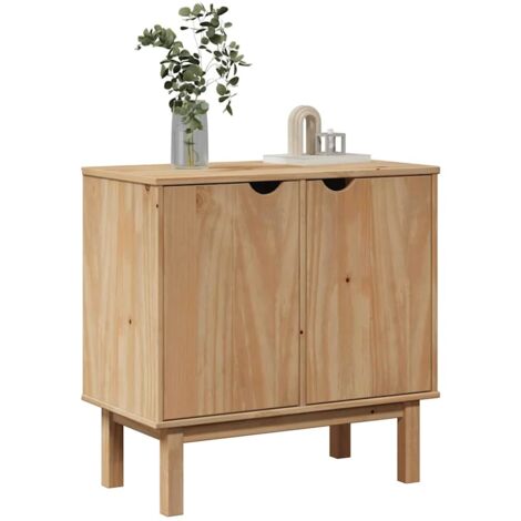 Vidaxl – Armoire de couloir OTTA 75x40x75 cm en bois de pin massif – Grand espace de rangement – 2 portes pratiques – Finition cire de miel (1/5)