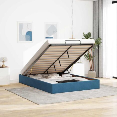 Cadre de lit ottoman sans matelas bleu foncé 140x200 cm velours vidaXL (1/5)