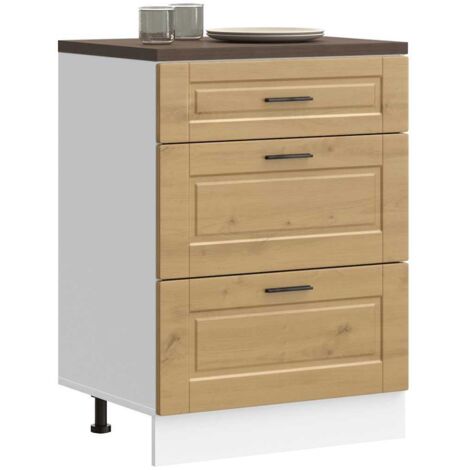 Vidaxl – Armoire de cuisine chêne artisanal bois d'ingénierie – Dimensions 60x46x81,5 cm – Avec pieds réglables – Grand espace de rangement