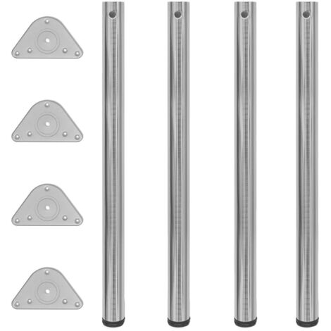 4 pieds de table réglables en hauteur 870 mm Nickel brossé vidaXL