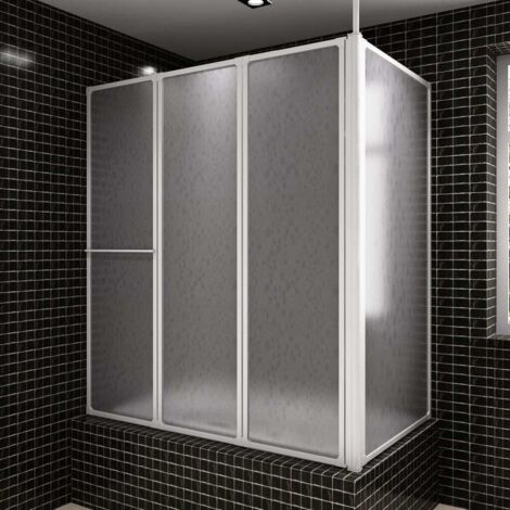 Vidaxl – Pare-baignoire pliable en L 70x120x137 cm – 4 panneaux – Montage universel à gauche/droite – Cadre aluminium avec joints caoutchouc (1/10)
