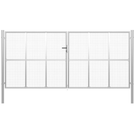Porte de jardin Acier galvanisé 415x250 cm Argenté vidaXL
