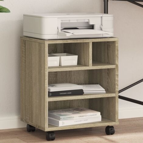 Vidaxl – Support d'imprimante avec roulettes – Bois d'ingénierie chêne sonoma – Dimensions 41x32x48 cm – Espace de rangement pratique