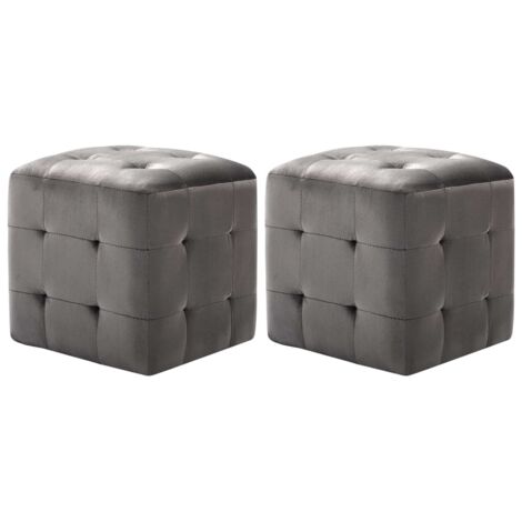 2 pcs Poufs Gris 30 x 30 x 30 cm Tissu velours vidaXL