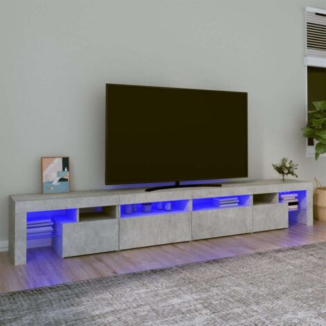 Meuble TV avec lumières LED Gris béton 260x36,5x40 cm vidaXL