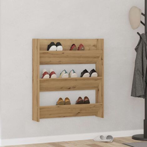 Vidaxl – Armoire à chaussures murale chêne artisanal – 3 étagères basculantes – Bois d'ingénierie – Dimensions 80 x 18 x 90 cm (1/5)