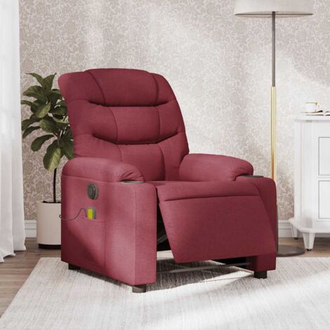 Fauteuil de massage inclinable électrique Rouge bordeaux Tissu vidaXL