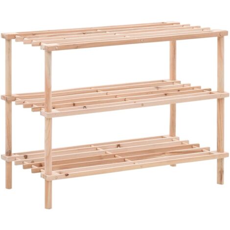 Vidaxl – Range-chaussures 3 étagères en bois massif de sapin – Dimensions 74 x 26 x 48,5 cm – Pour entrée ou espace réduit