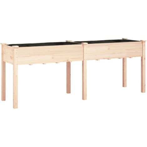 Vidaxl – Jardinière en bois massif de sapin 203x53x76 cm – Doublure tissu non tissé – Drainage optimal pour plantes et légumes