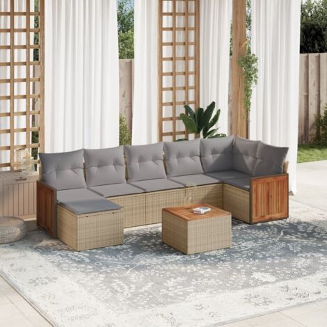 Salon de jardin avec coussins 8 pcs beige résine tressée vidaXL (1/5)