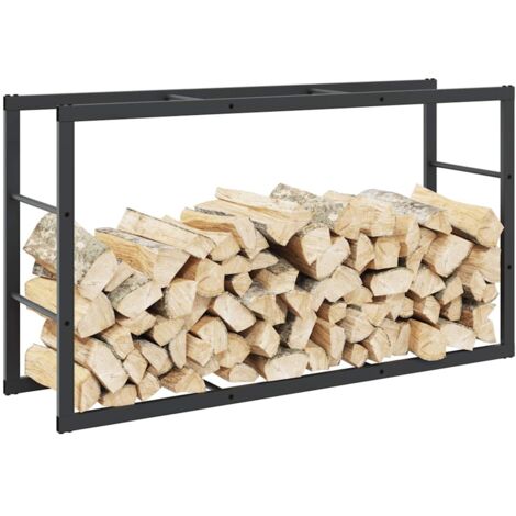 Vidaxl – Support à bois de chauffage noir 110x30x61 cm – Acier résistant à la corrosion – Pour stockage extérieur – Circulation d'air optimale (1/6)