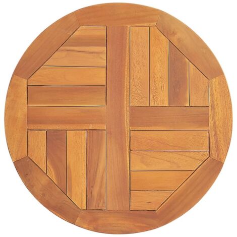 Vidaxl – Dessus de table rond en bois dur de teck 50 cm – Épaisseur 2,5 cm – Finition poncée pour usage extérieur – Charme rustique