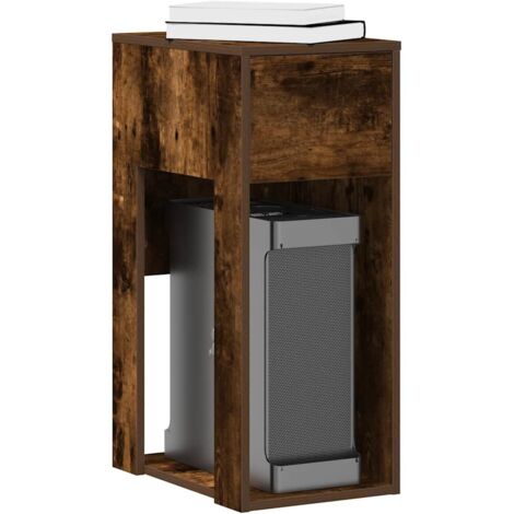 Support de tour d'ordinateur et tiroir chêne fumé 30x44x74 cm vidaXL