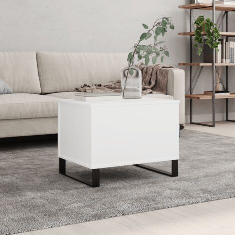 Vidaxl – Table basse relevable blanche 60x44,5x45 cm – Bois d'ingénierie – Pieds en métal – Grand espace de rangement (1/6)