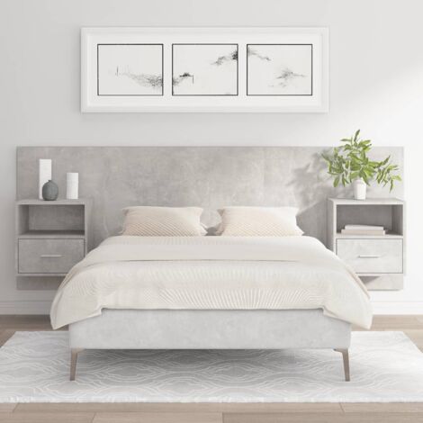 Tête de lit avec armoires Gris béton Bois d'ingénierie vidaXL