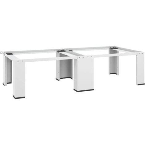 Vidaxl – Socle double pour lave-linge et sèche-linge – Acier blanc – Dimensions 127x54,5x32,5 cm – Capacité 200 kg – Tampons antidérapants