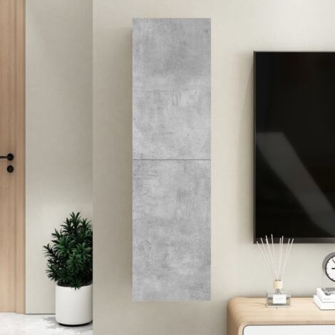 Vidaxl – Meuble TV suspendu en bois d’ingénierie – 2 étagères – Couleur gris béton – Dimensions 30,5x30x110 cm (1/8)