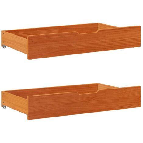 Tiroirs sous le lit 2 pcs brun cire 95x55x17 cm pin massif vidaXL