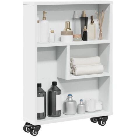 Chariot de rangement étroit blanc 48x13x68 cm bois d'ingénierie vidaXL