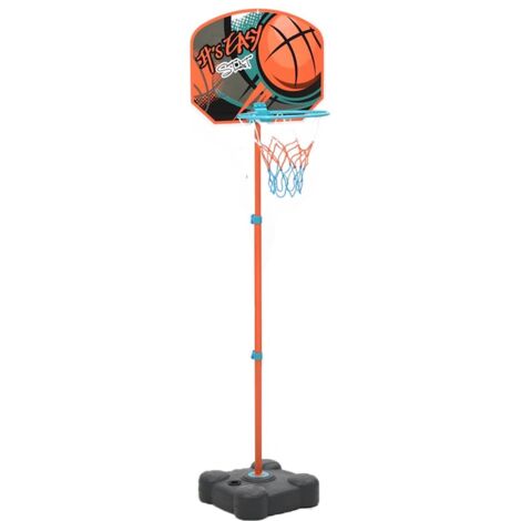 Vidaxl – Panier de basket portable réglable 109-141 cm – Base remplissable d'eau ou de sable – Anneau en plastique avec filet 3 couleurs – Ballon et pompe inclus