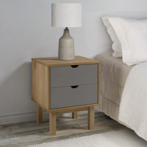 Table de chevet OTTA marron et gris 45x39x57 cm bois pin massif vidaXL